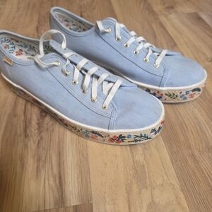 Keds Light Blue Floral Canvas Sneakers